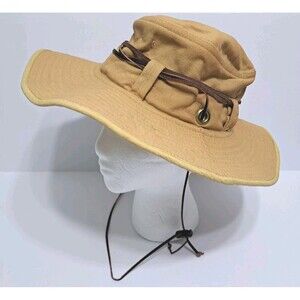 P.O.P. Cotton Canvas Khaki Safari Style Hat Size Large Trail Hike Hunt Fishing